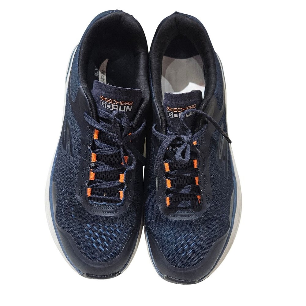 Skechers Go Run Arch Fit Sneakers Mens US 11 Navy Athletic Shoes With Orange Acc